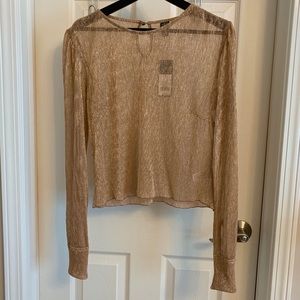 Wild Fable Gold Mesh Long Sleeve Shirt